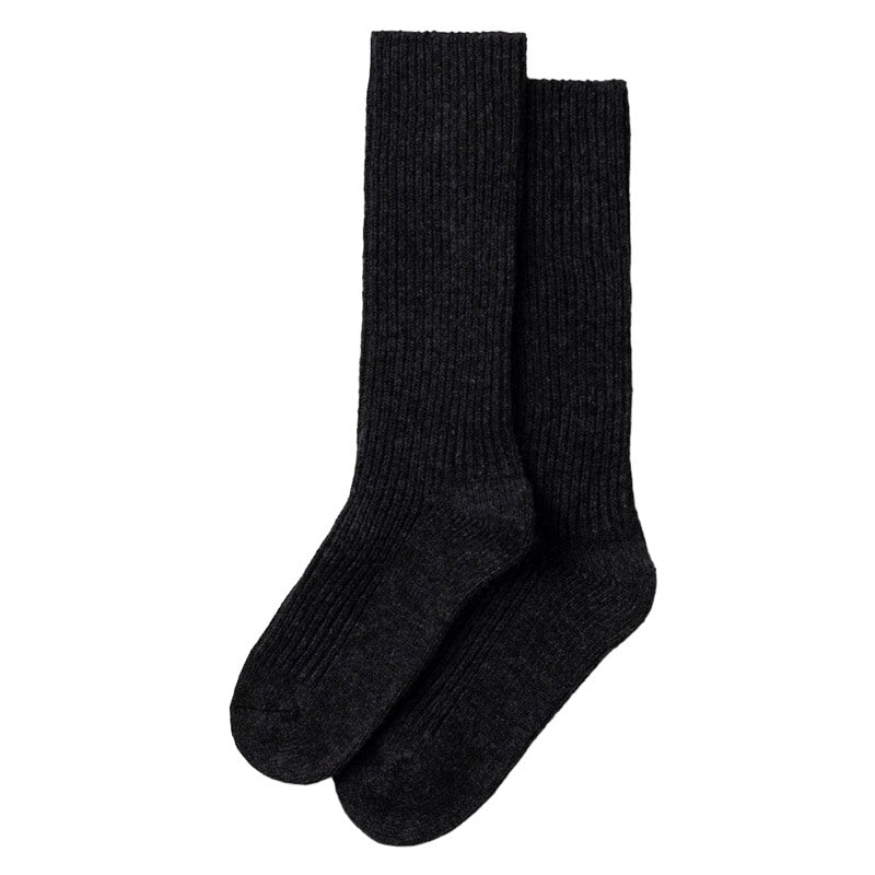 Chalk Clothing Wool Rib Socks Charcoal flat