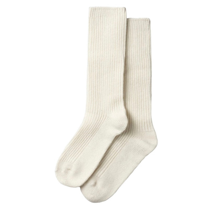 Chalk Clothing Wool Rib Socks Ivory flat