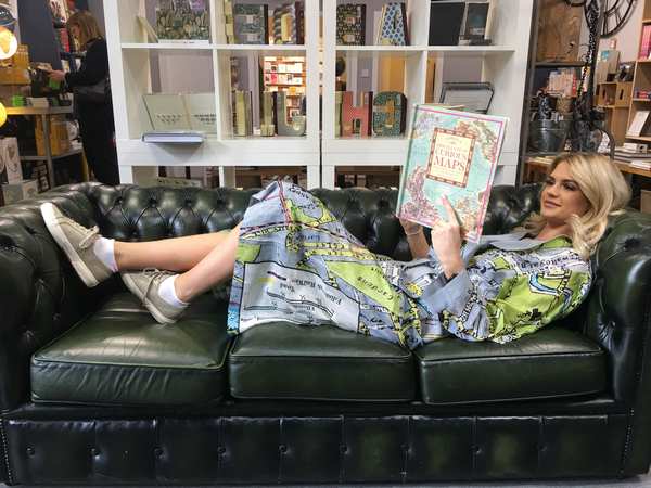 Edinburgh Map Dressing Gown on Chelsie for Highland Hospice fund raising