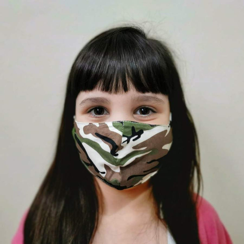 Childrens Cotton Face Mask Camo Green CMKM9A-07 front