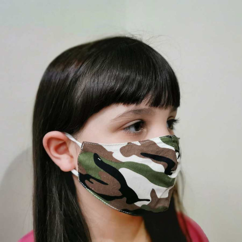 Childrens Cotton Face Mask Camo Green CMKM9A-07 side