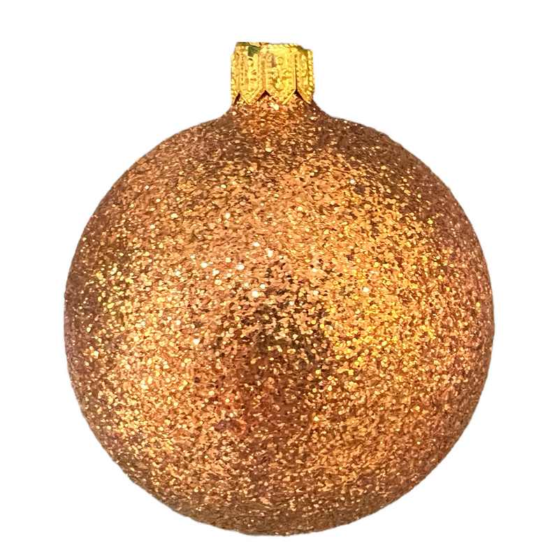 Copper Glitter Ball Bauble front