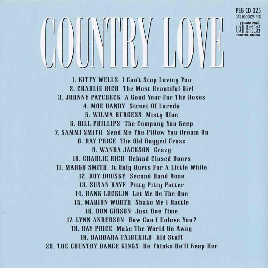 Country Love - Sentimental Country PEGCD025 back