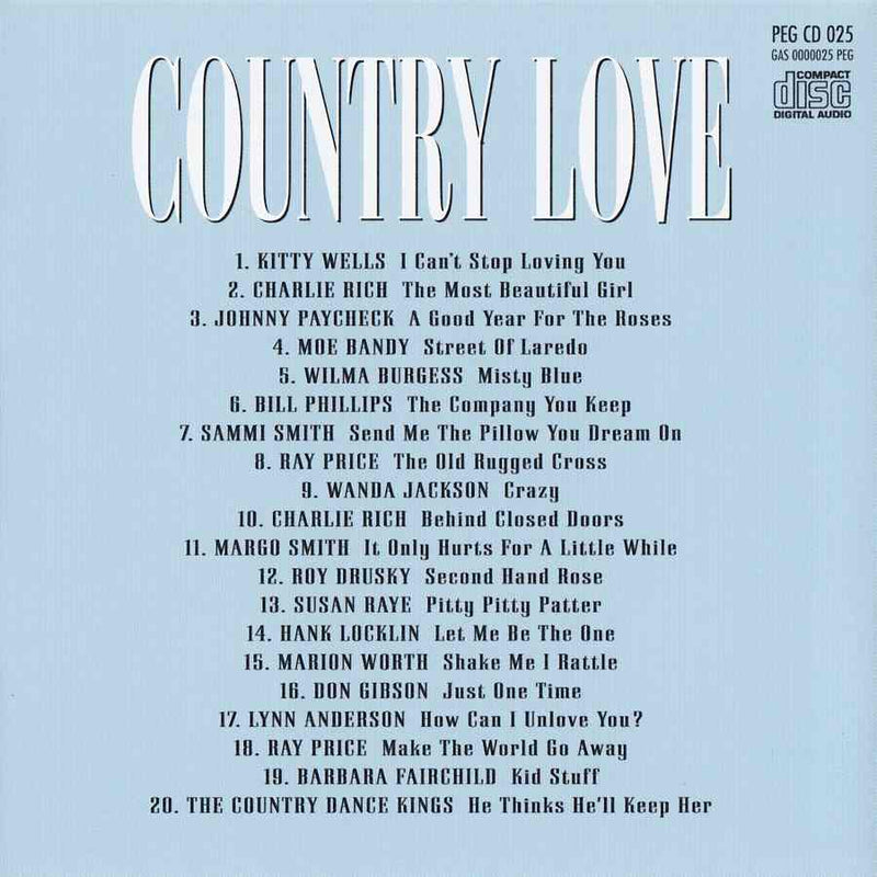 Country Love - Sentimental Country PEGCD025 back
