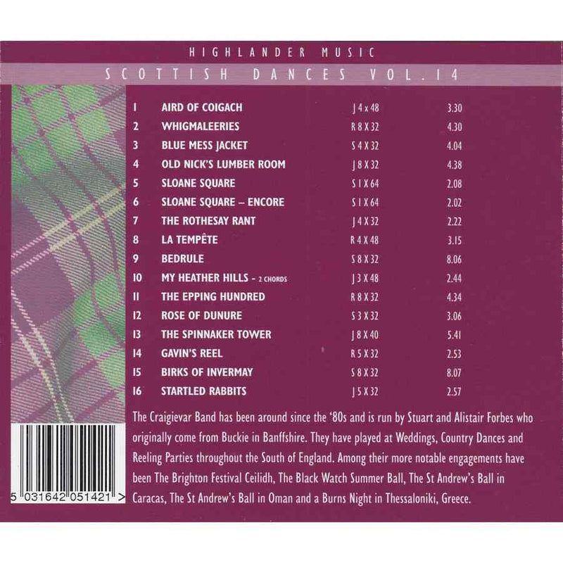 Craigievar Scottish Dance Band - Scottish Dances Volume 14  CD inlay tray track list