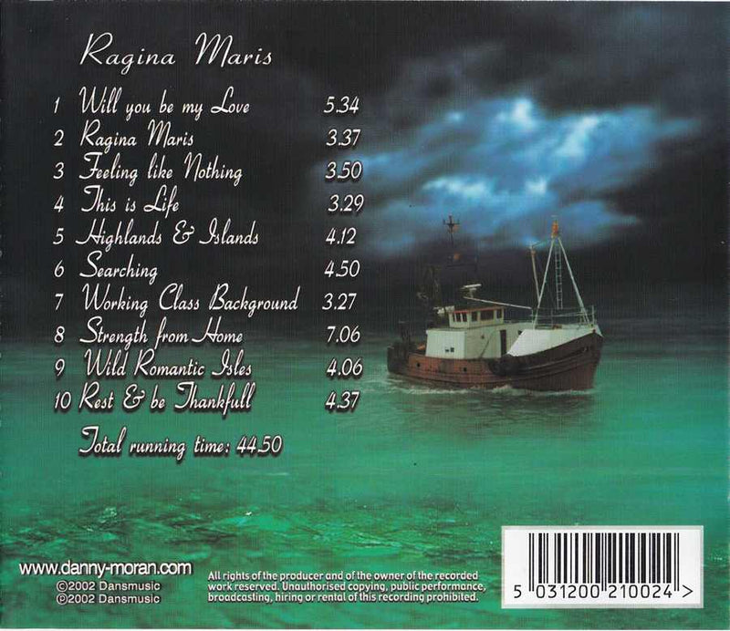 Danny Moran - Ragina Maris DANS001CD inlay track list