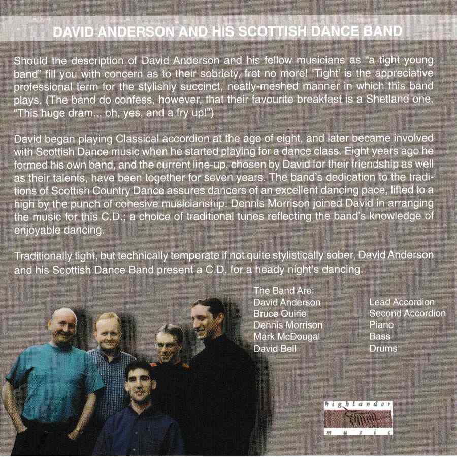 David Anderson & His Scottish Dance Band - Scottish Dances Volume 8 CD inside booklet