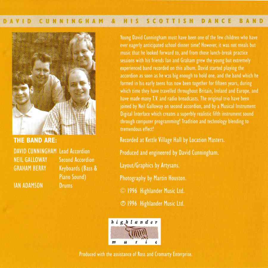 David Cunningham & His Scottish Dance Band - Scottish Dances Volume 3 CD booklet inside