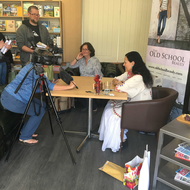 Diana Gabaldon being interviewed for BBC Alba at The Old School Beauly
