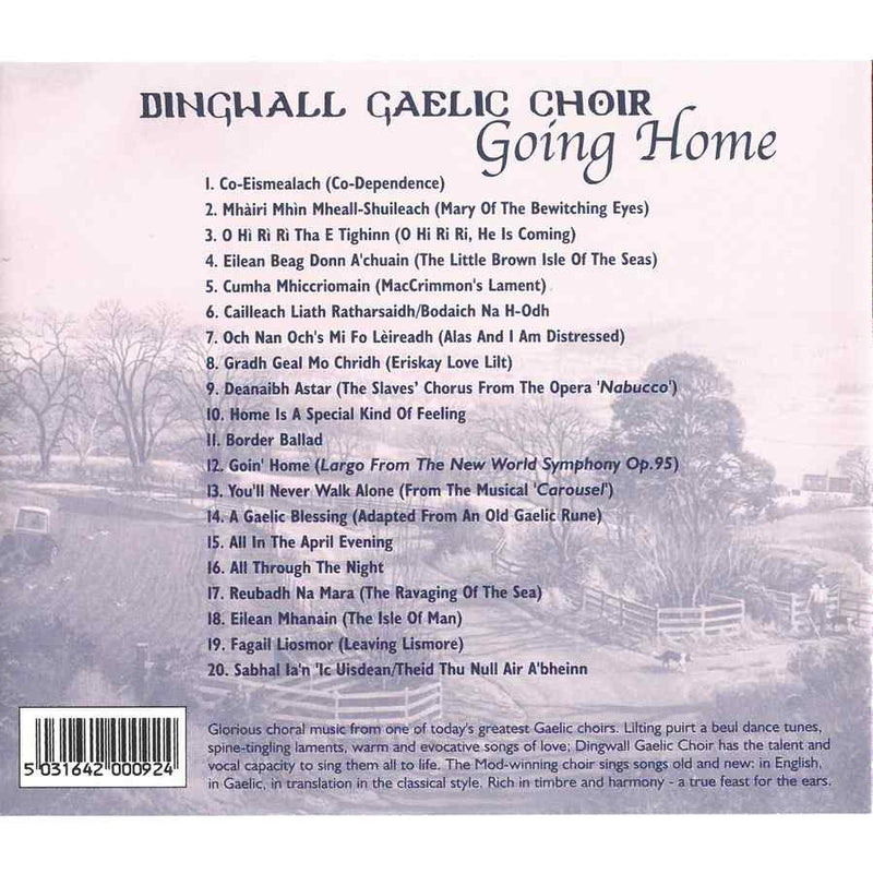 Dingwall Gaelic Choir - Going Home CD inlay track list