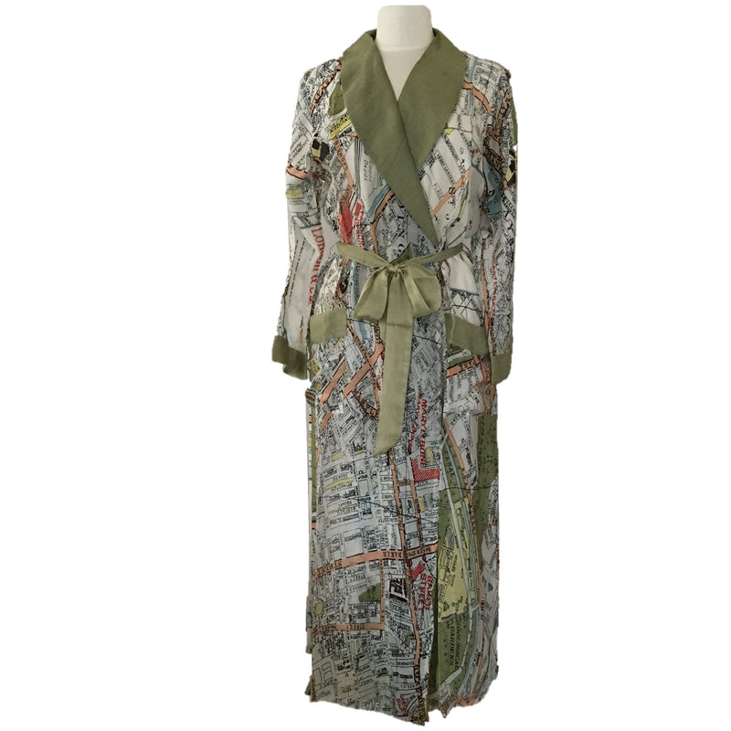 One Hundred Stars Dressing Gown with London Map, perfect gift for a traveller or lady who loves London - front