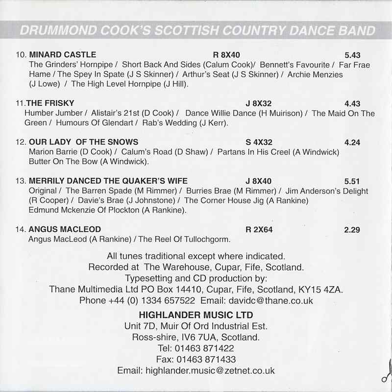 Drummond Cook's Scottish Country Dance Band Scottish Dances Volume 6 CD track details 2