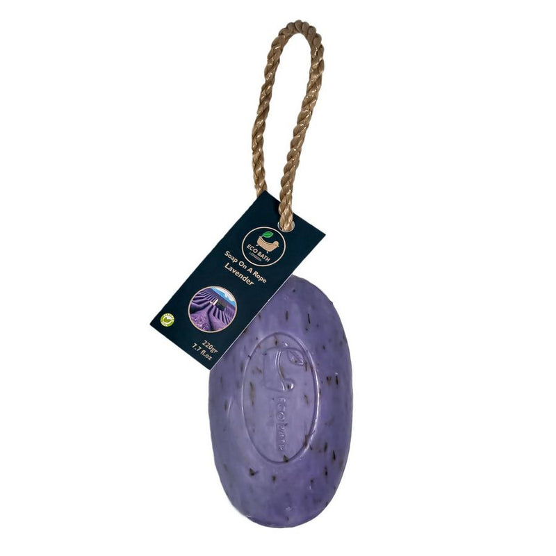 Eco Bath London Organic Soap On A Rope - Lavender front