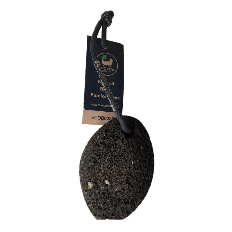 Eco Bath Natural Black Pumice Stone With Rope and label