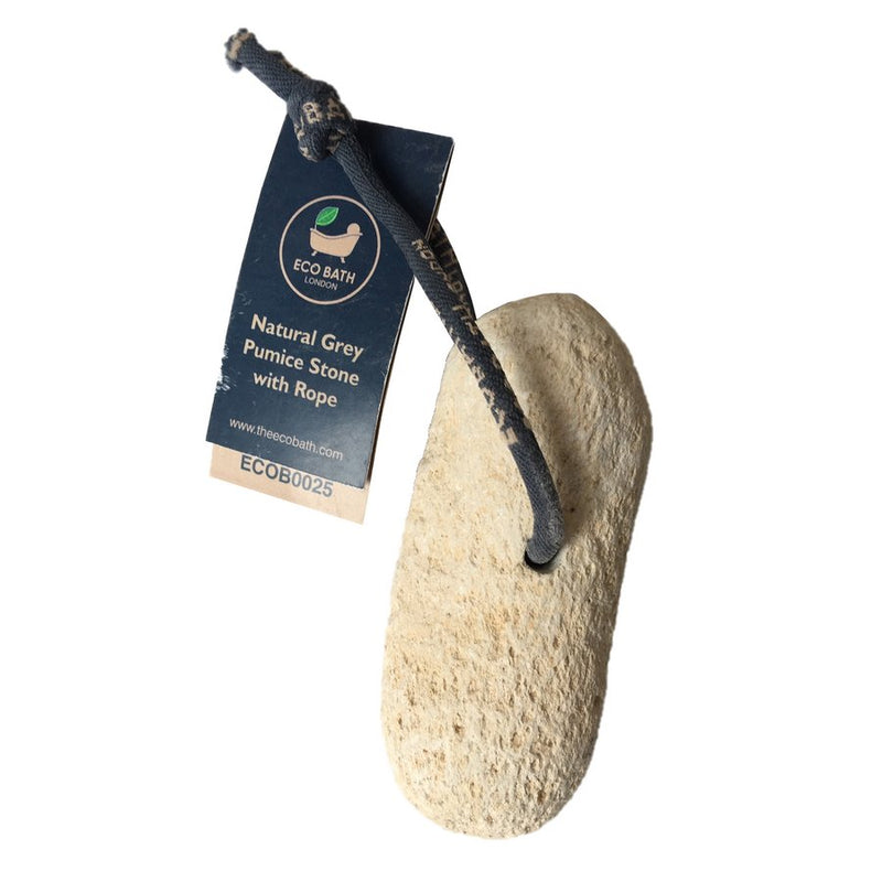 Eco Bath Natural White Pumice Stone With Rope and label