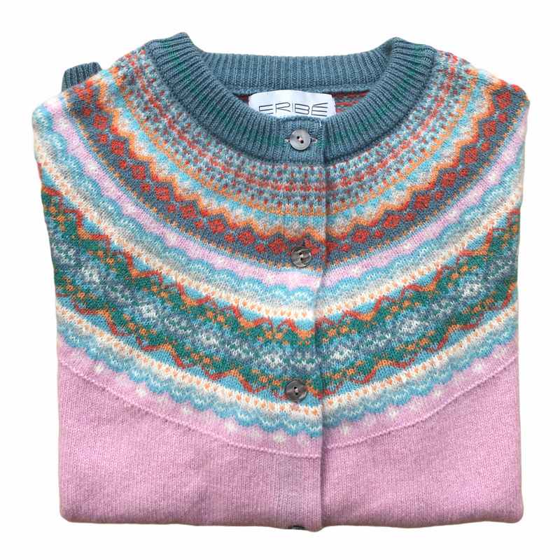 Eribe Knitwear Alpine Cardigan in Blossom folded