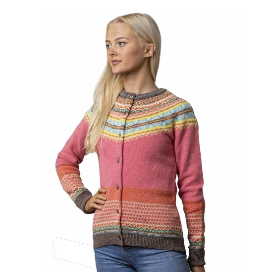 Eribe Knitwear Alpine Cardigan in Camellia on model