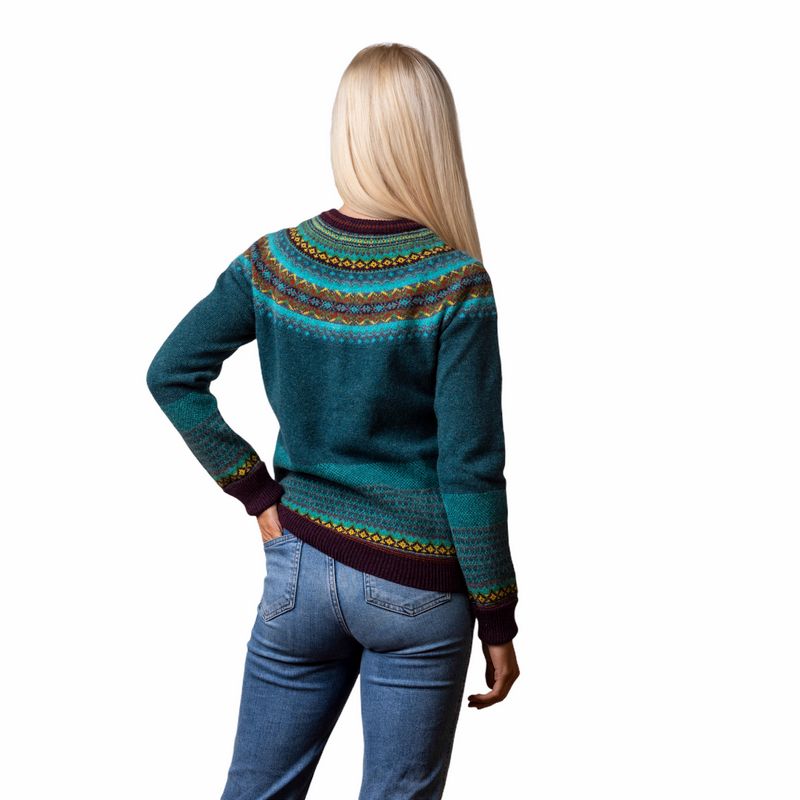 Eribe Knitwear Alpine Cardigan in Jade on model back