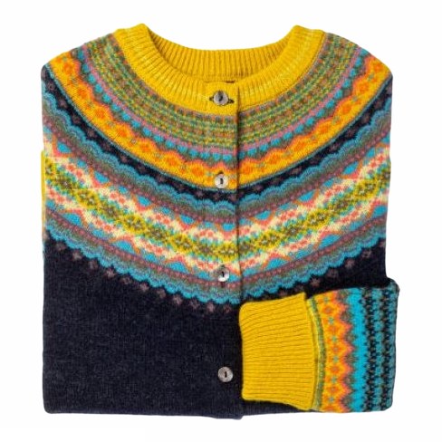 Eribe Knitwear Alpine Cardigan in Moonflower folded