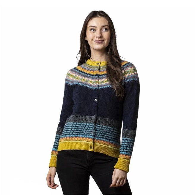 Eribe Knitwear Alpine Cardigan in Moonflower on model