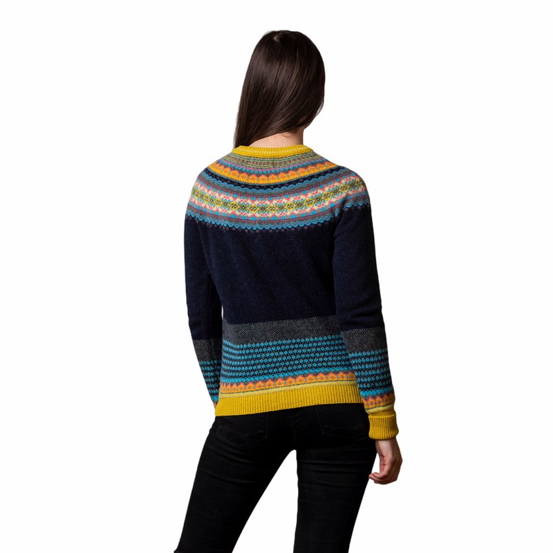 Eribe Knitwear Alpine Cardigan in Moonflower on model back