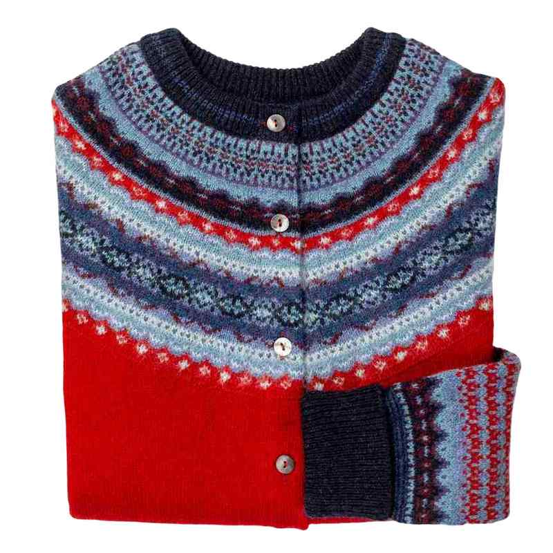 Eribe Knitwear Alpine Cardigan in Poppy folded