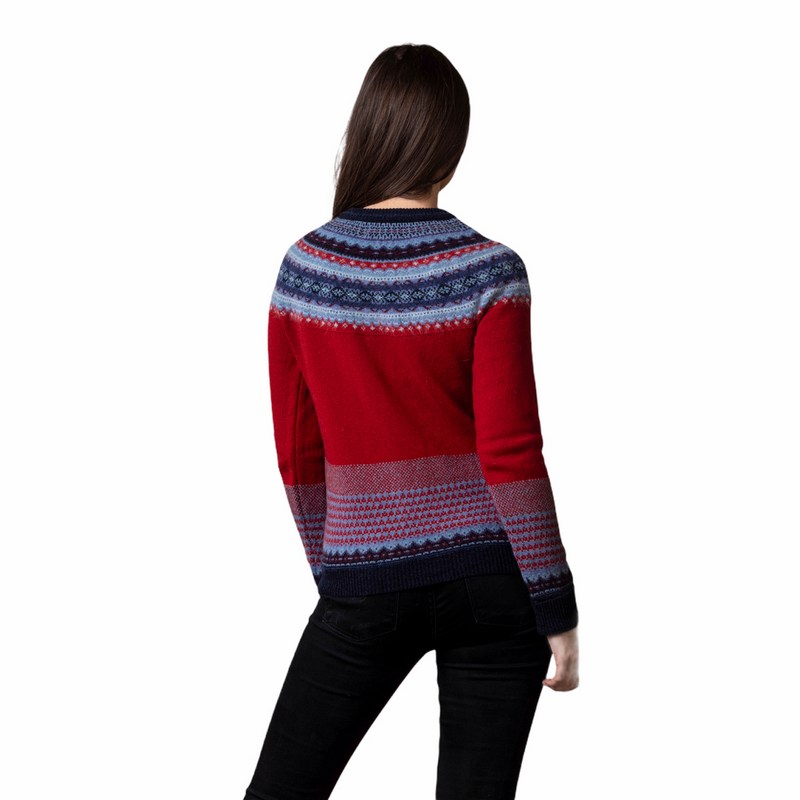 Eribe Knitwear Alpine Cardigan in poppy on model back