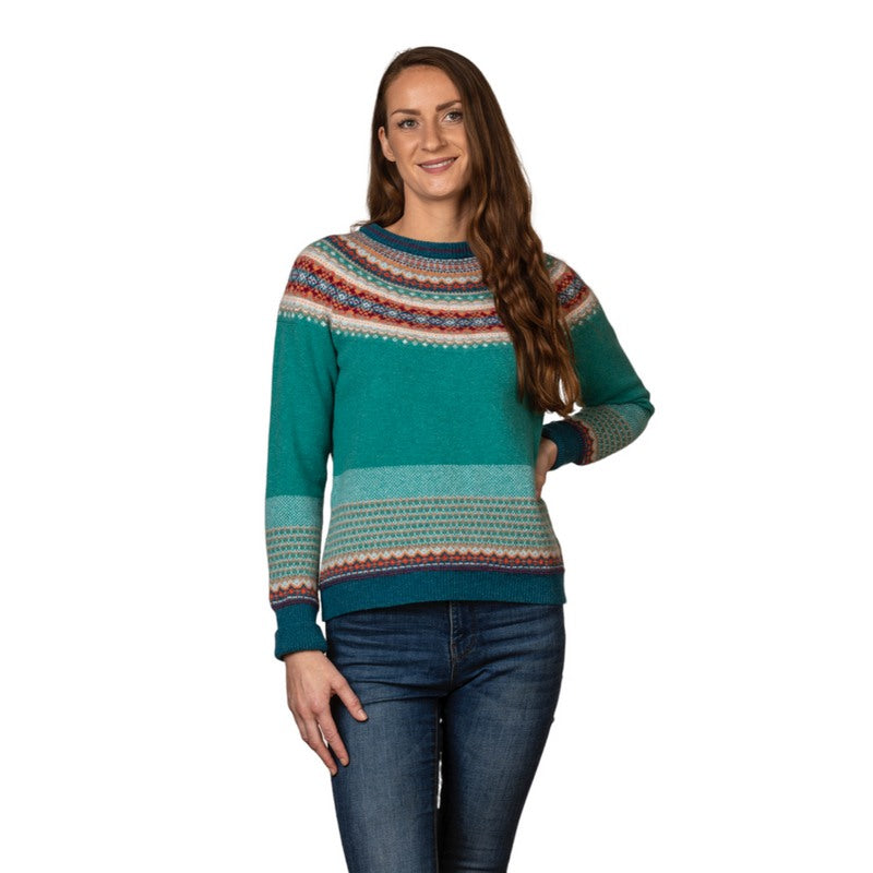 Eribe Knitwear Alpine Sweater Emerald P3974 on model front