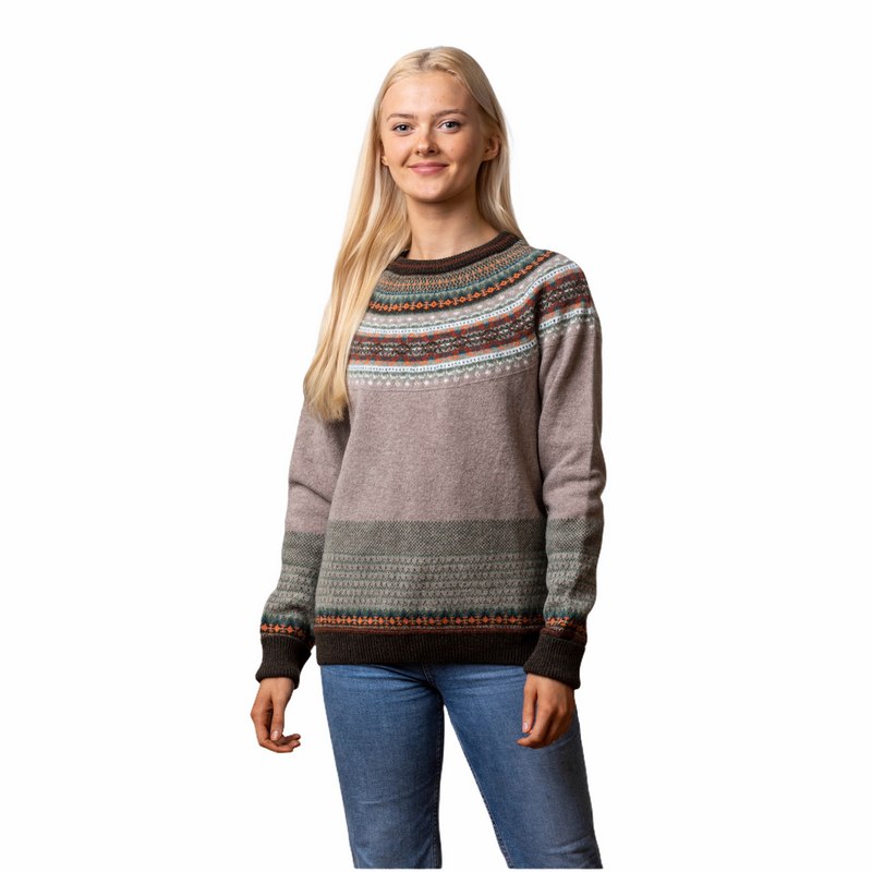 Eribe Knitwear Alpine Sweater in Birch on model front 2