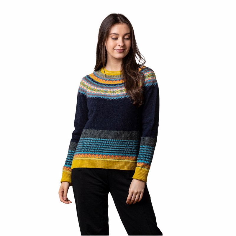 Eribe Knitwear Alpine Sweater in Moonflower on model front