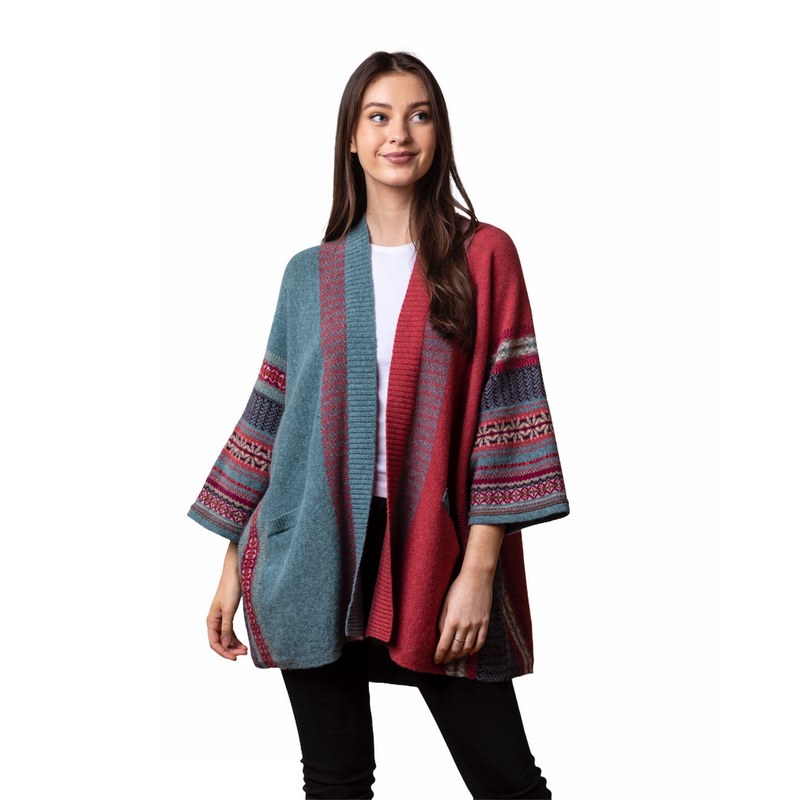 Eribe Knitwear Montrose Blanket Coat in Old Rose on model