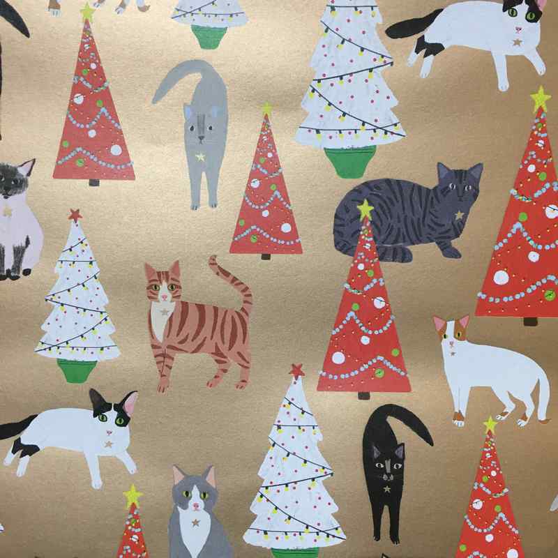 Fabulous Felines Festive Gift Wrap GWX215 reflective