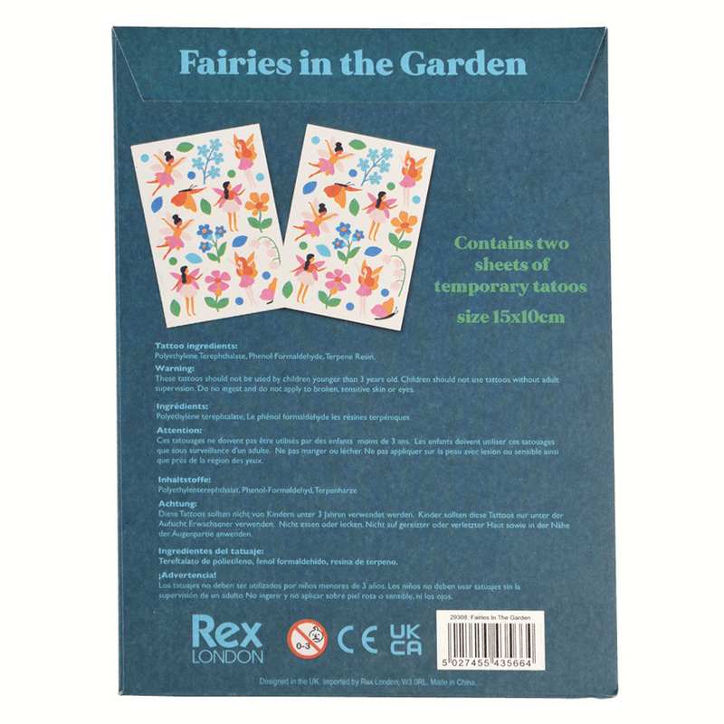 Fairies In The Garden Temporary Tattoos 29308 back