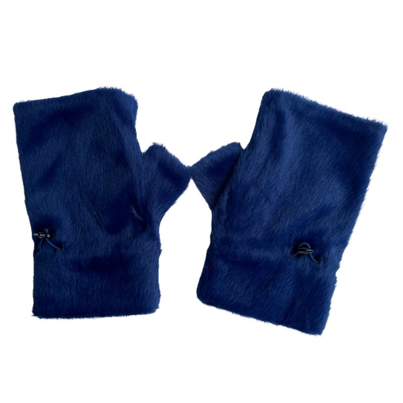Faux Fur Fingerless Gloves Navy CLUFM605A-07 back