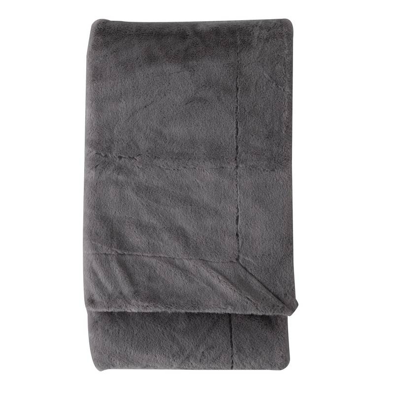 Faux Fur Throw Mid Grey 5059413672484 folded
