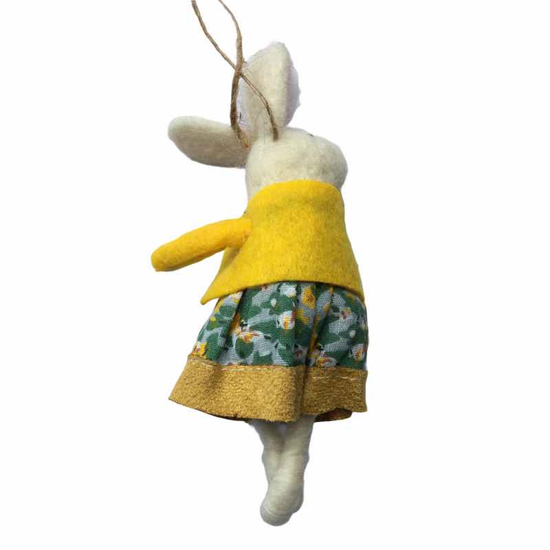 Felt Bunny Rabbit Hanging Decoration Yellow back