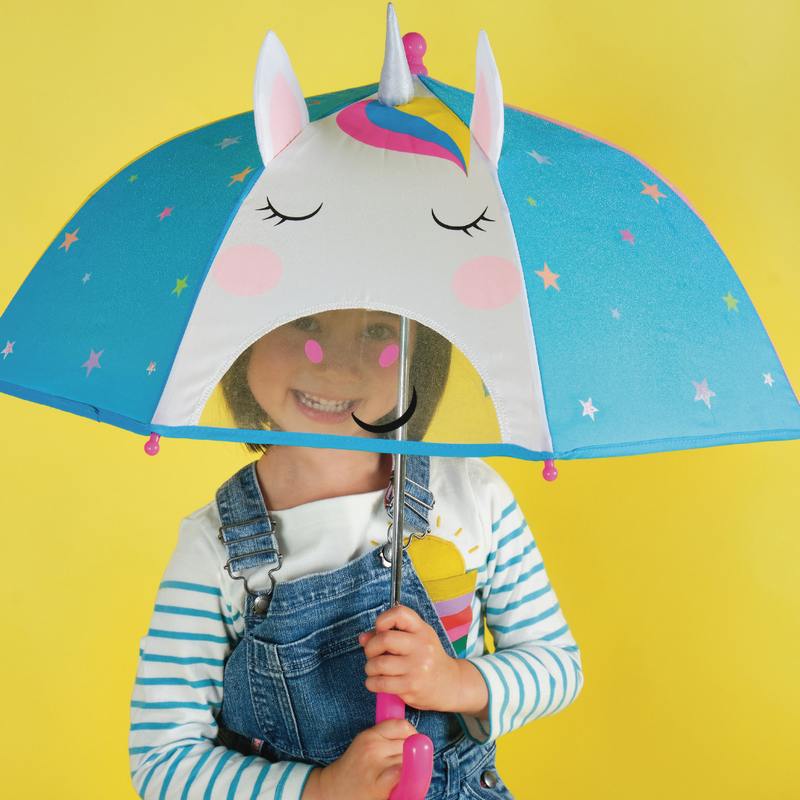 Floss & Rock Colour Changing Rainbow Unicorn Umbrella 43P6406 with child