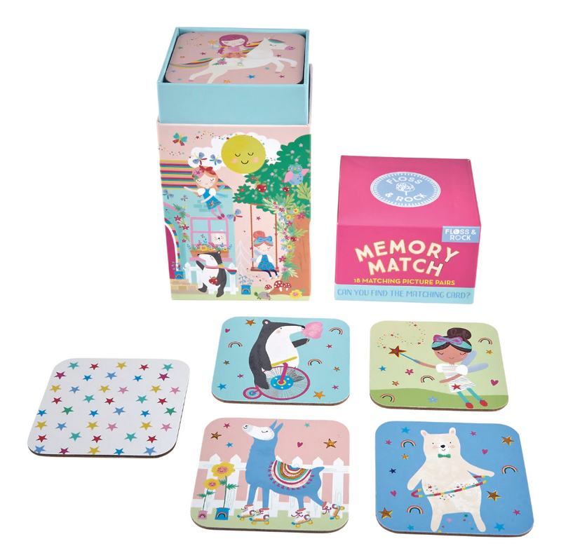 Floss & Rock Rainbow Fairy Memory Match Card Game 44P6444 open with contents