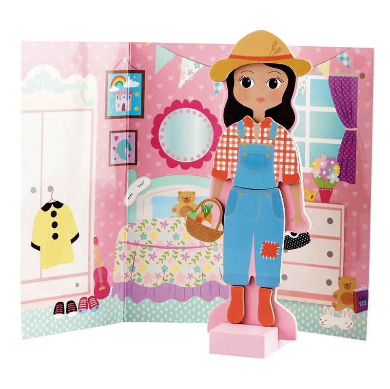 Floss & Rock Wooden Magnetic Dress Up Doll Sofia 36P2685 in use