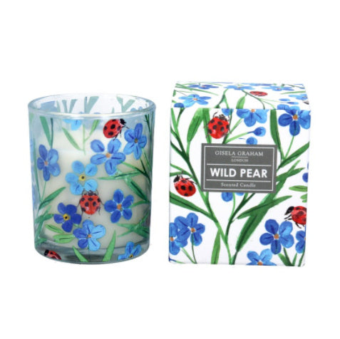 Gisela Graham Forget-Me-Not & Ladybird Wild Pear Scented Candle with box