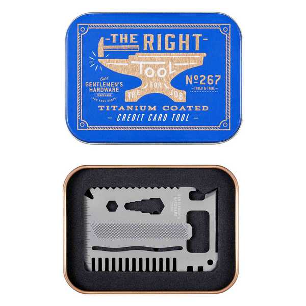 Gentleman's Hardware Credit Card Multi-tool Titanium Finish GEN267 in tin