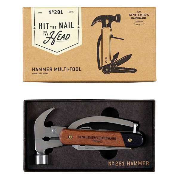 Gentleman's Hardware Hammer Multi-tool Wood Handles & Stainless Steel GEN281