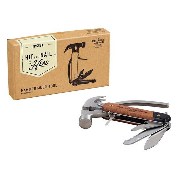 Gentleman's Hardware Hammer Multi-tool Wood Handles & Stainless Steel GEN281 open
