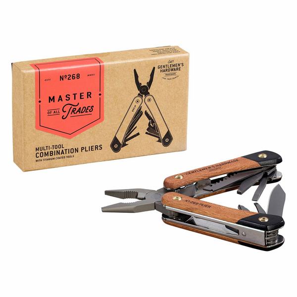 Gentleman's Hardware Plier Multi-tool Acacia Wood & Tatanium GEN268 open