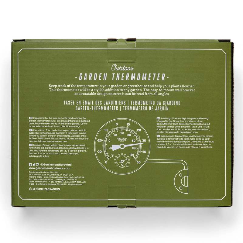 Gentlemen's Hardware Metal Garden Thermometer GEN656 box back