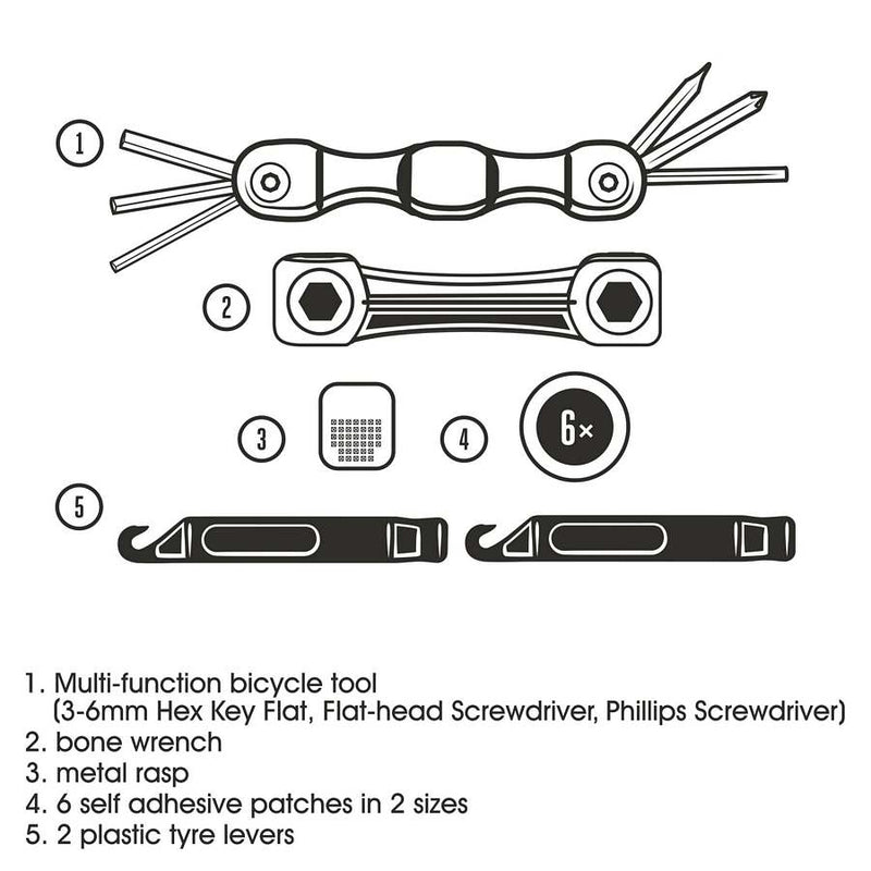 Gentlemen's Hardware Bicycle Repair Kit GEN333 contents
