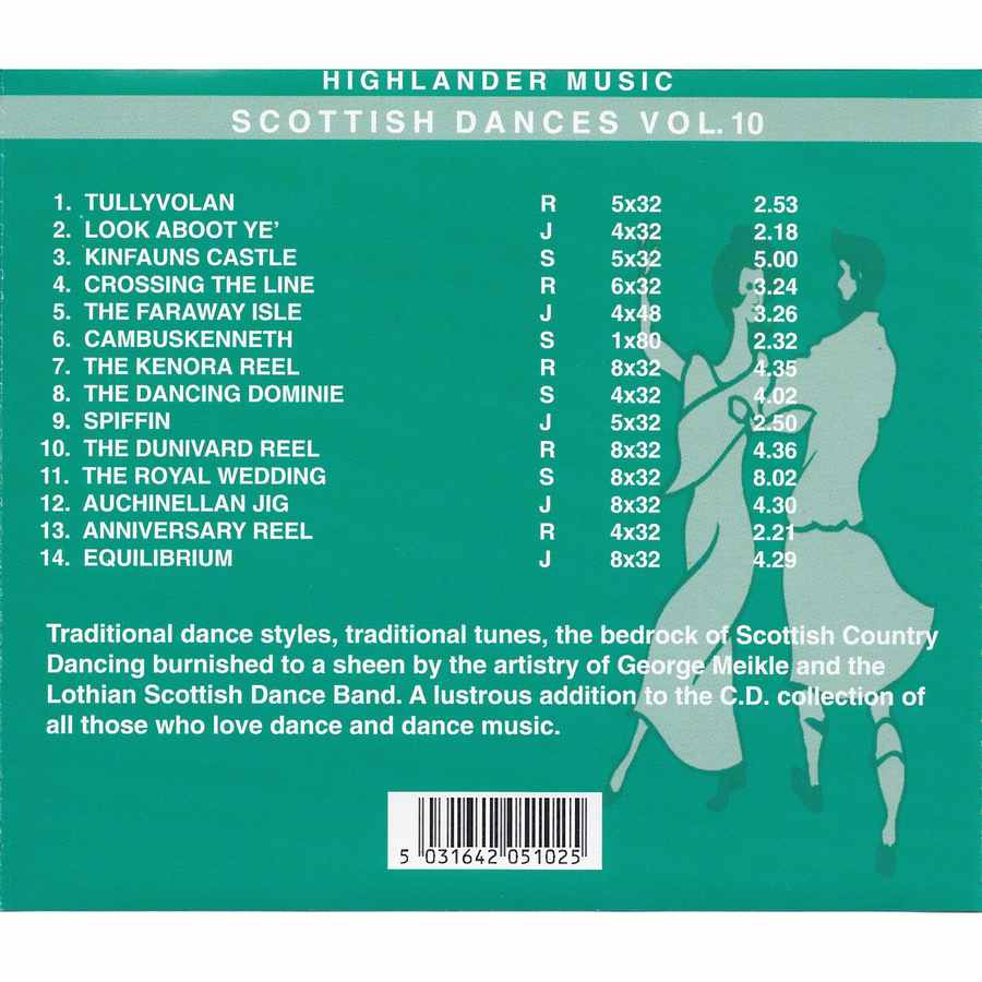 George Meikle & The Lothian Dance Band Scottish Dances Vol 10 CD inlay tray track list