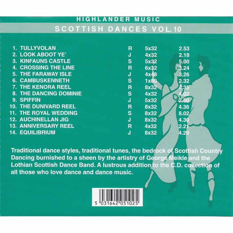 George Meikle & The Lothian Dance Band Scottish Dances Vol 10 CD inlay tray track list