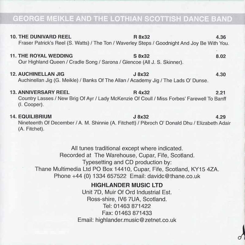 George Meikle & The Lothian Dance Band Scottish Dances Vol 10 CD track details 2