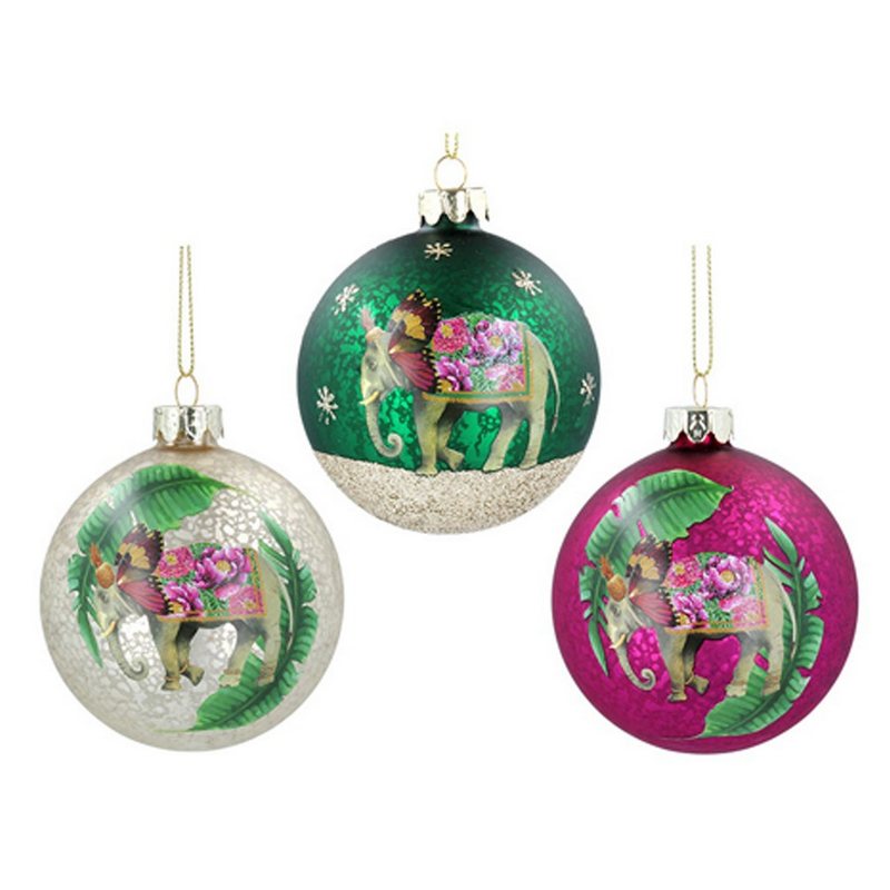 Gisela Graham Antiqued Glass Bauble Elephant 00414 colours